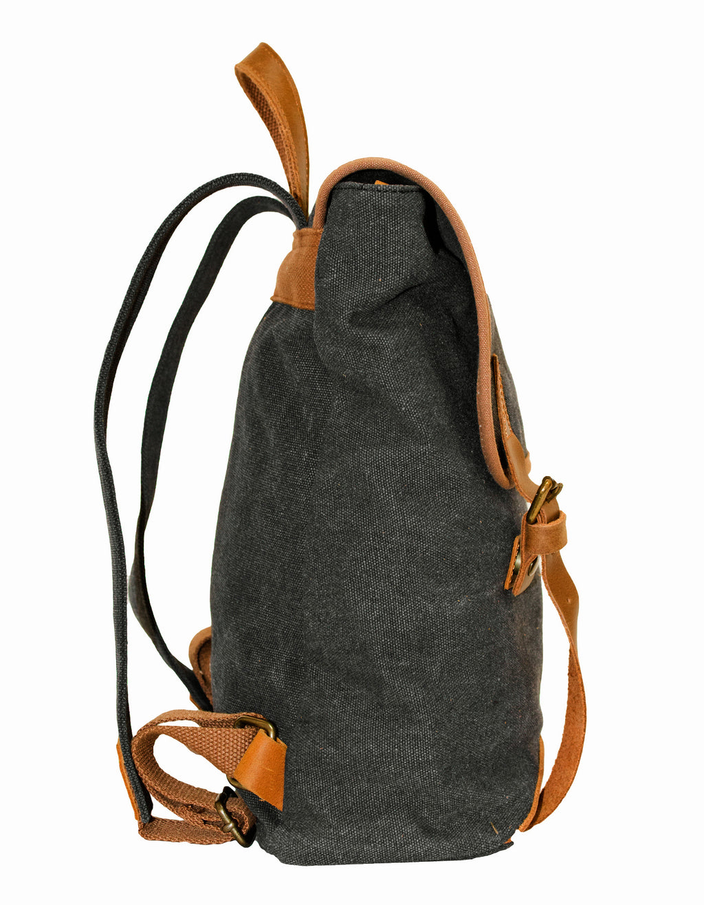 Fino SL-033 Unisex Canvas and Genuine Leather Backpack with Brass Hardware