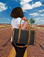 Fino SL-037 Unisex Canvas and Genuine Leather Overnight Travel Shoulder Bag