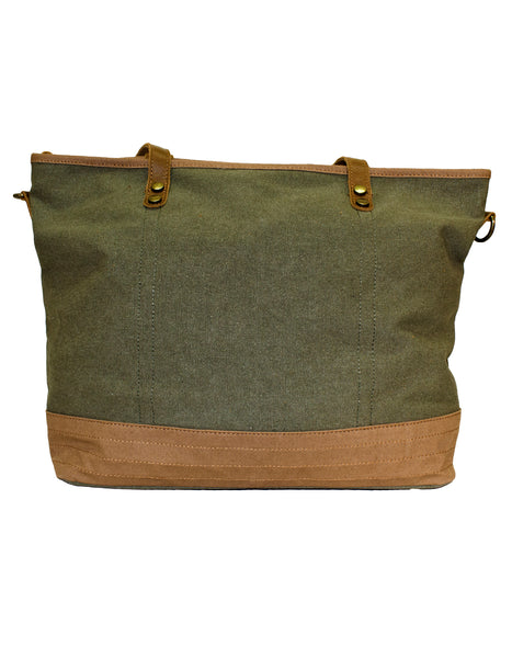Fino SL-522 Canvas and Genuine Leather Shoulder Bag with Brass Hardware