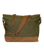 Fino SL-522 Canvas and Genuine Leather Shoulder Bag with Brass Hardware