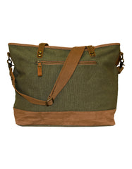 Fino SL-522 Canvas and Genuine Leather Shoulder Bag with Brass Hardware