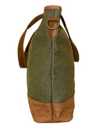 Fino SL-522 Canvas and Genuine Leather Shoulder Bag with Brass Hardware