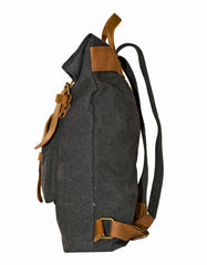 Fino SL-531 Unisex Canvas and Genuine Leather Backpack with Rolled up Closure