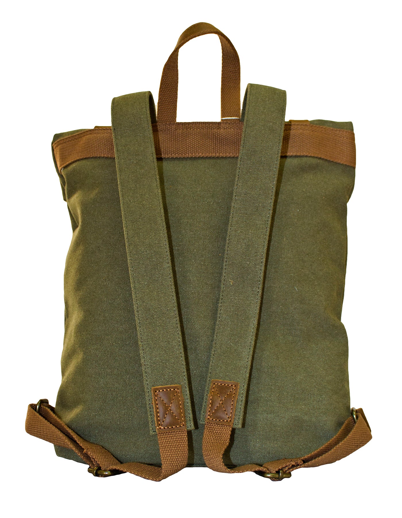 Fino SL-531 Unisex Canvas and Genuine Leather Backpack with Rolled up Closure