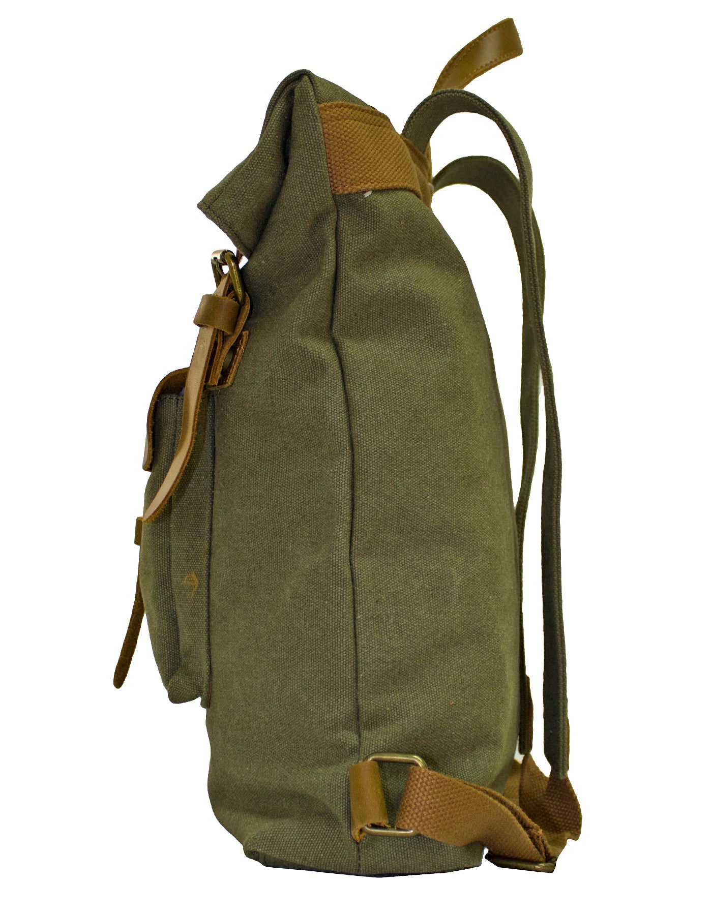 Fino SL-531 Unisex Canvas and Genuine Leather Backpack with Rolled up Closure