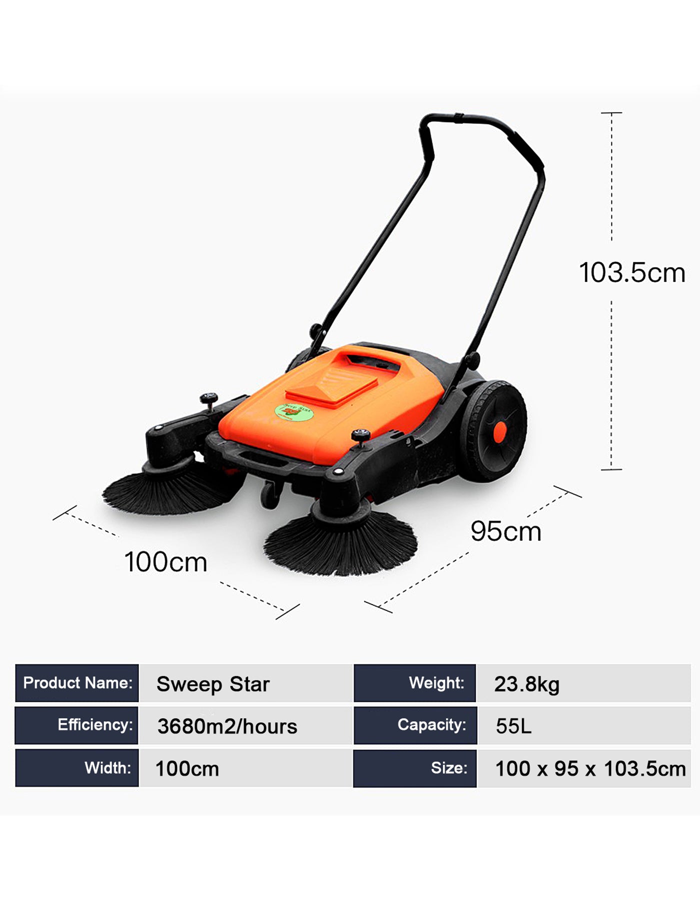 Sweep Star Eco-Friendly Manual push along Floor Sweeper