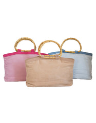 Fino T4-204A  Suede Bamboo Handle Value Pack Bags - Set of 3