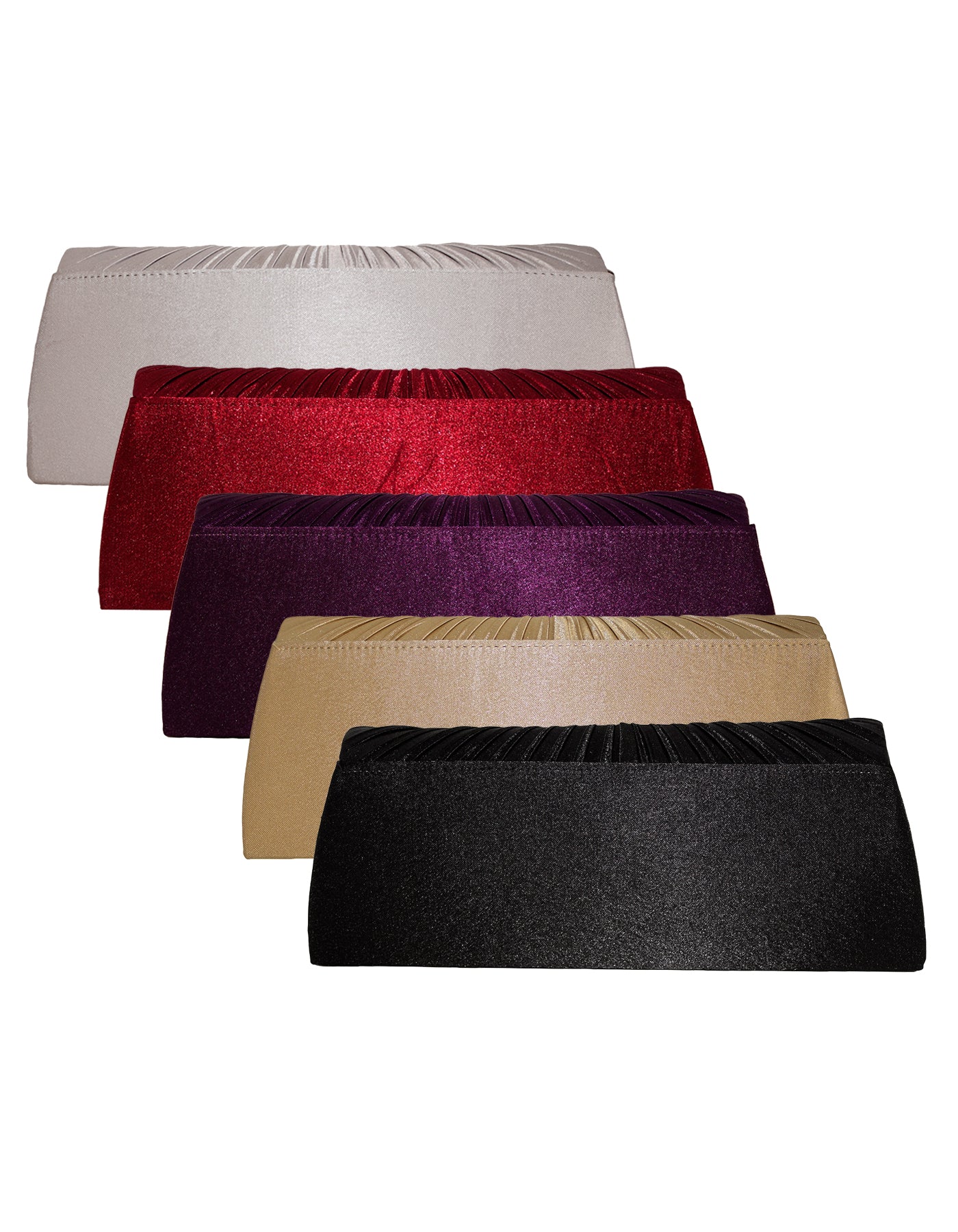 Fino T732-2 Satin Flower Evening Clutch Bag with Chain- Set of 5