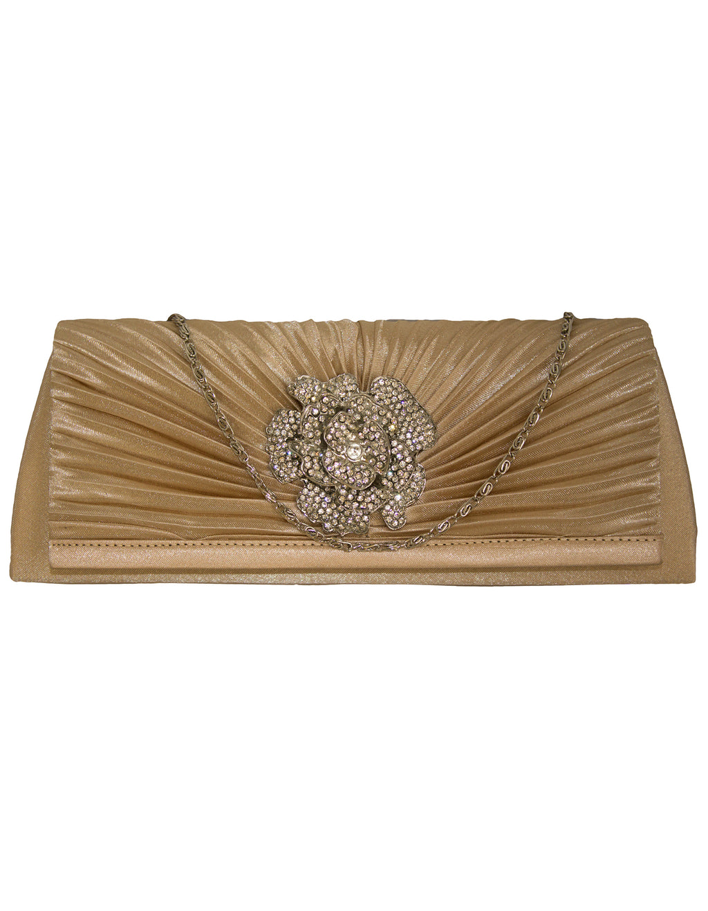 Fino T732-2 Satin Flower Evening Clutch Bag with Chain- Set of 5