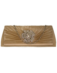 Fino T732-2 Satin Flower Evening Clutch Bag with Chain- Set of 5