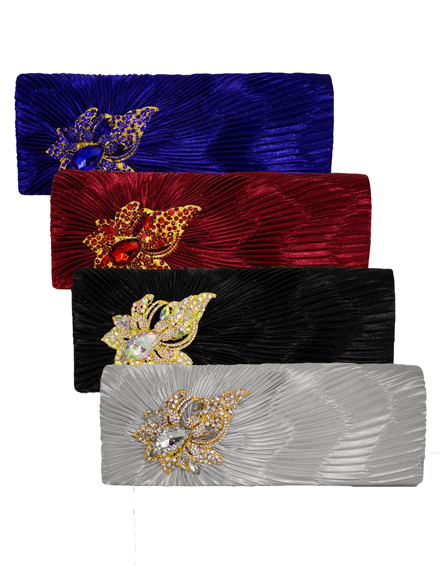 Fino T882-3 Elegant & Fancy Satin Clutch Bag with chain - Set of 4