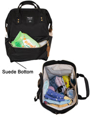 Fino V-1239 Nylon Vanwalk Fashionable Suede Bottom Diaper Backpack- Black