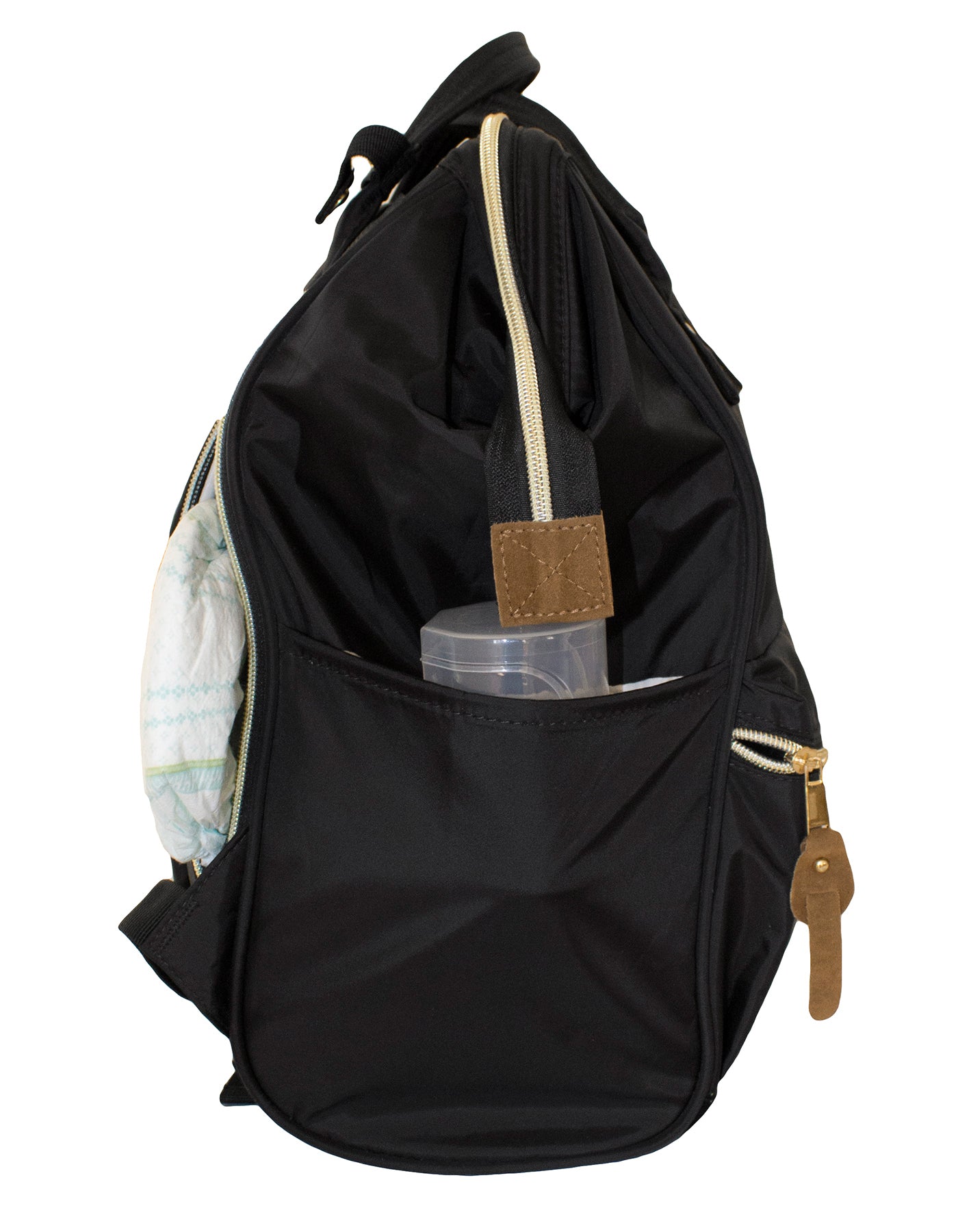 Fino V-1239 Nylon Vanwalk Fashionable Suede Bottom Diaper Backpack- Black
