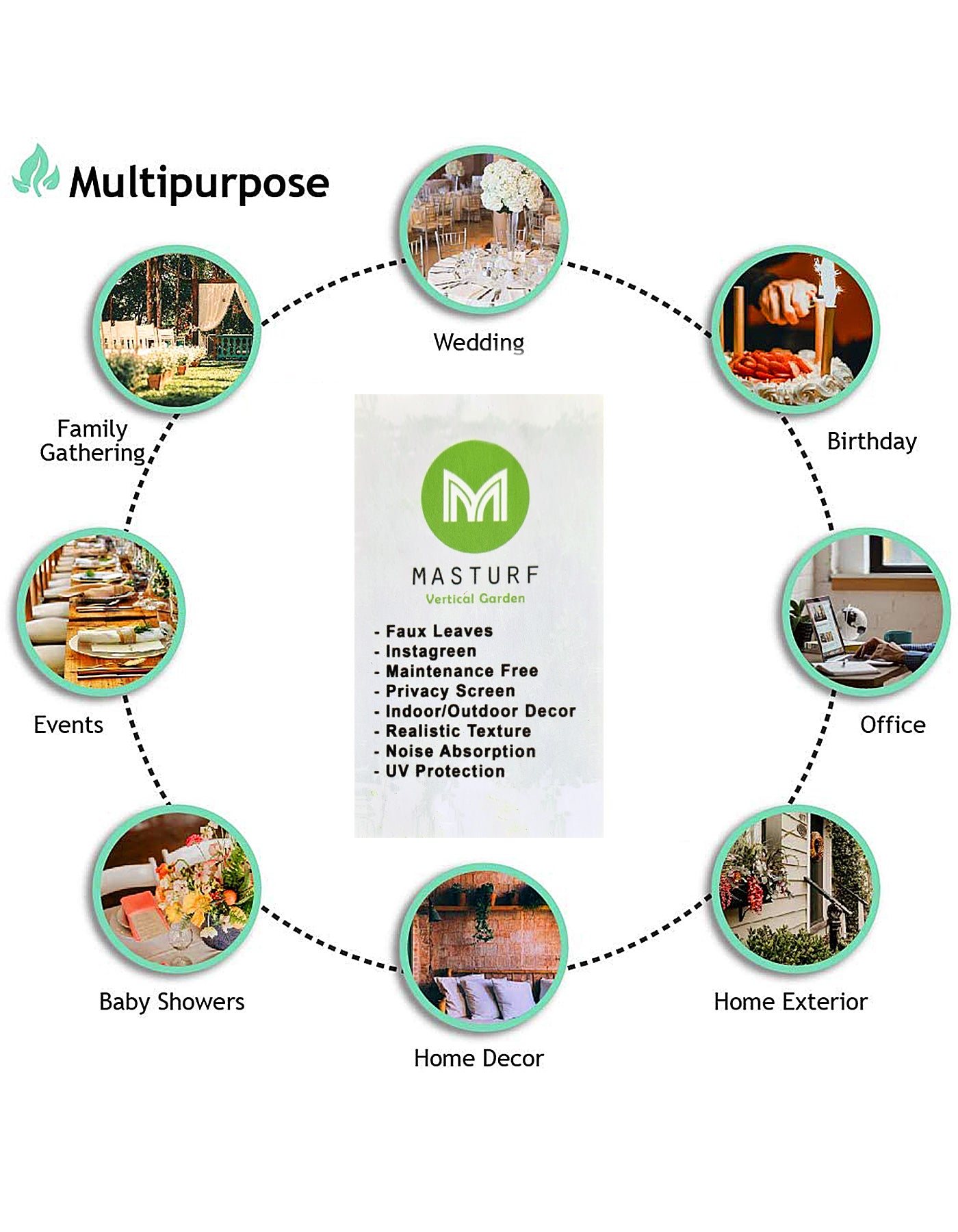 Masturf Premium White Joy 50 x 50cm Faux Leaves UV Resistant Panel