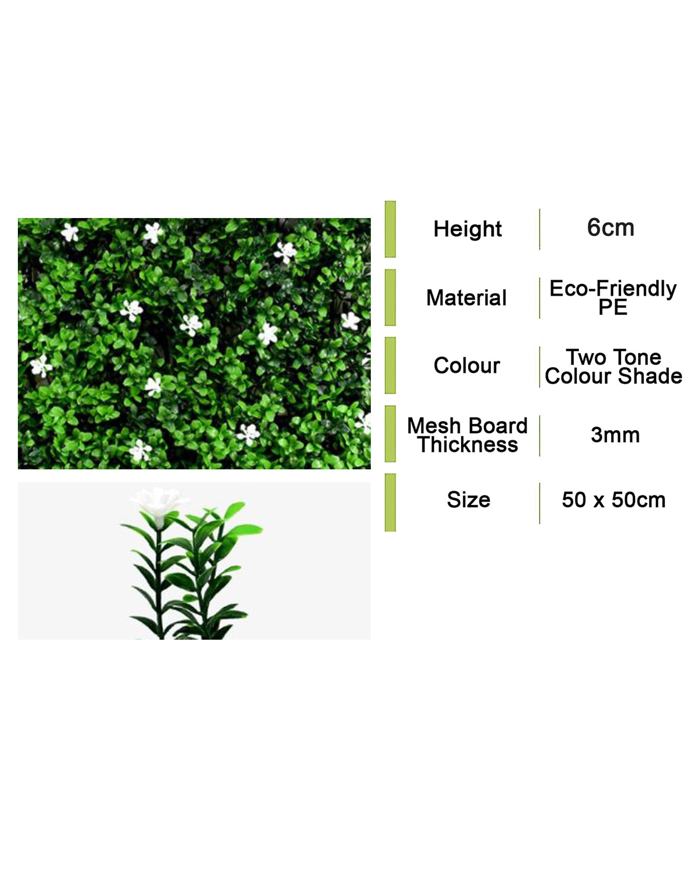 Masturf Premium White Joy 50 x 50cm Faux Leaves UV Resistant Panel