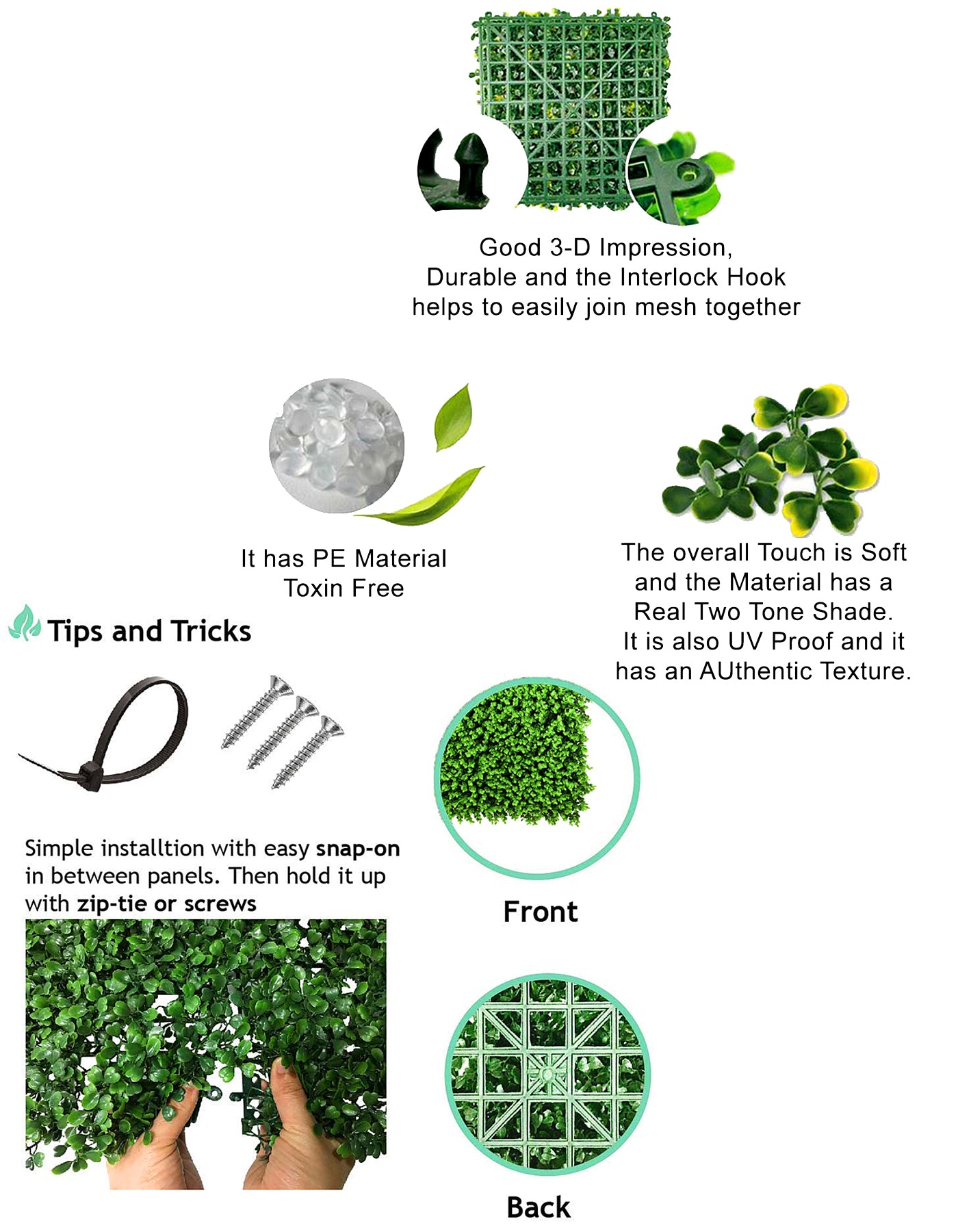 Masturf Premium White Joy 50 x 50cm Faux Leaves UV Resistant Panel