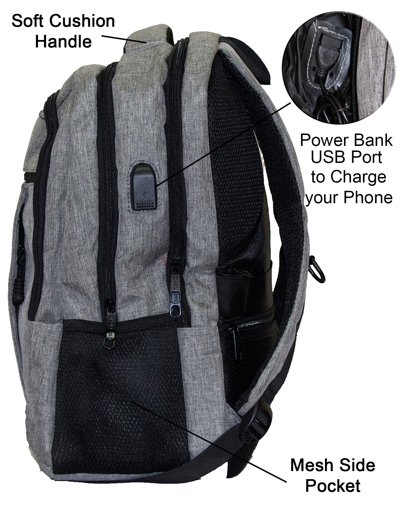 Qinol YCA-16 Unisex Travel 15” Laptop Backpack with USB Charging Port