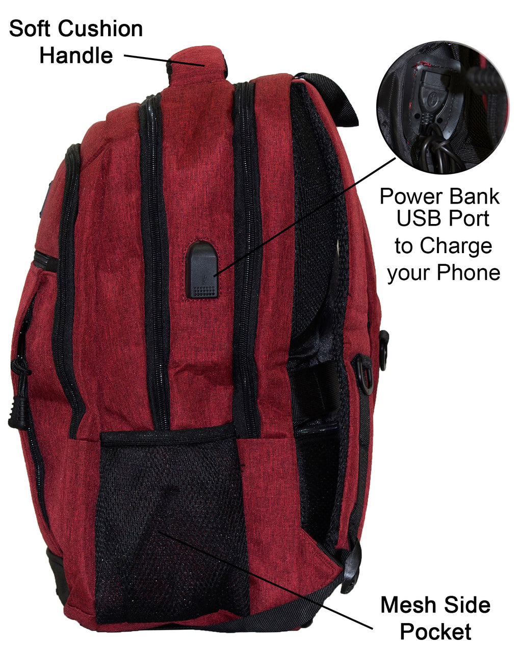 Qinol YCA-16 Unisex Travel 15” Laptop Backpack with USB Charging Port